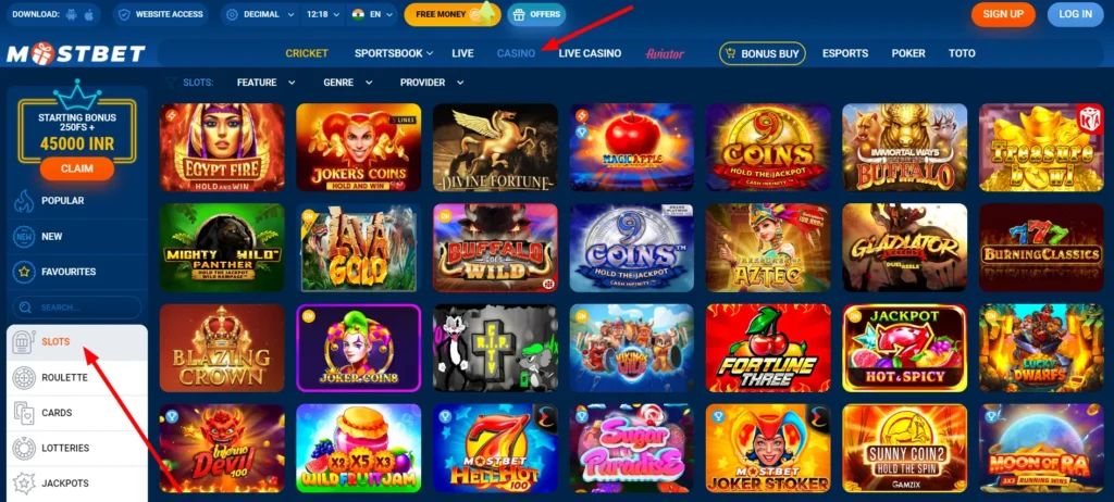 Mostbet casino slot machines