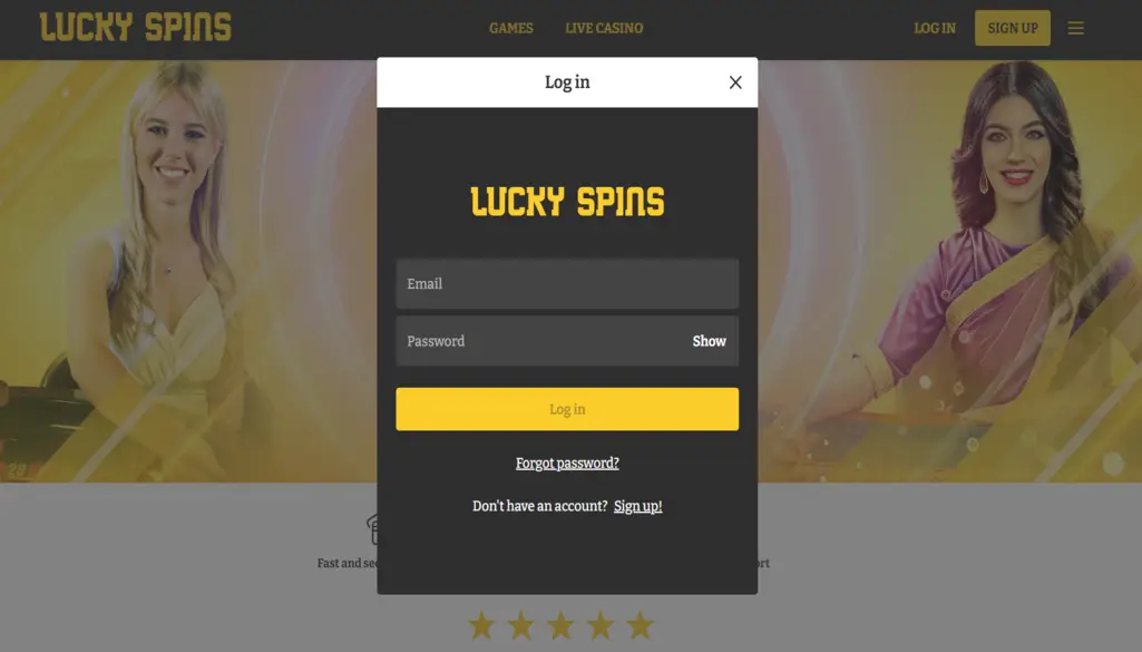 Lucky Spins: Registration and Login Process
