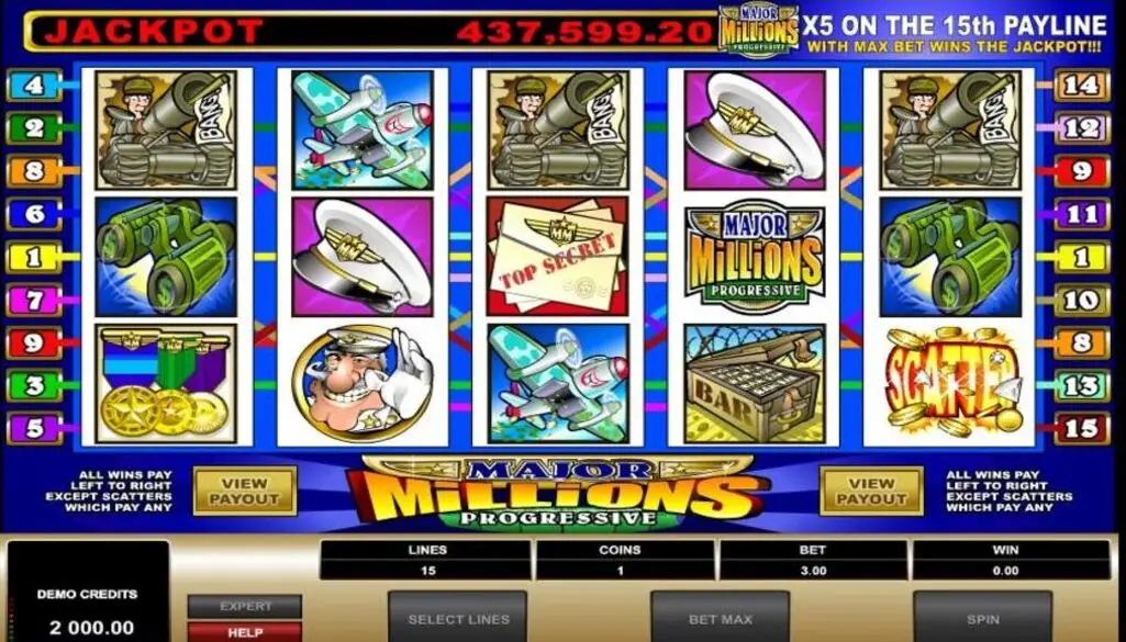 Major Millions Bonus Features, Wilds and Free Spins