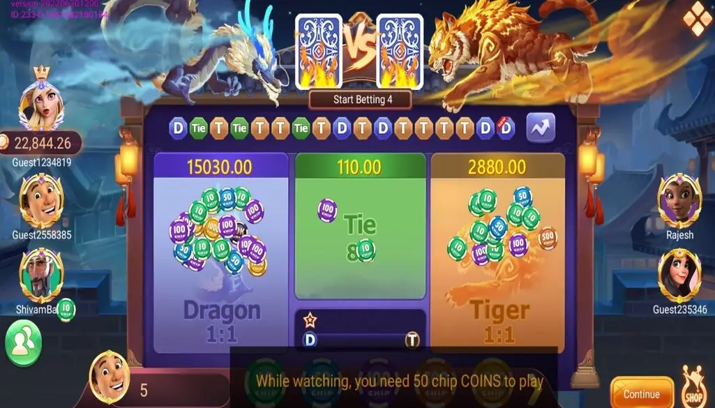 Play Dragon Tiger Game For Free